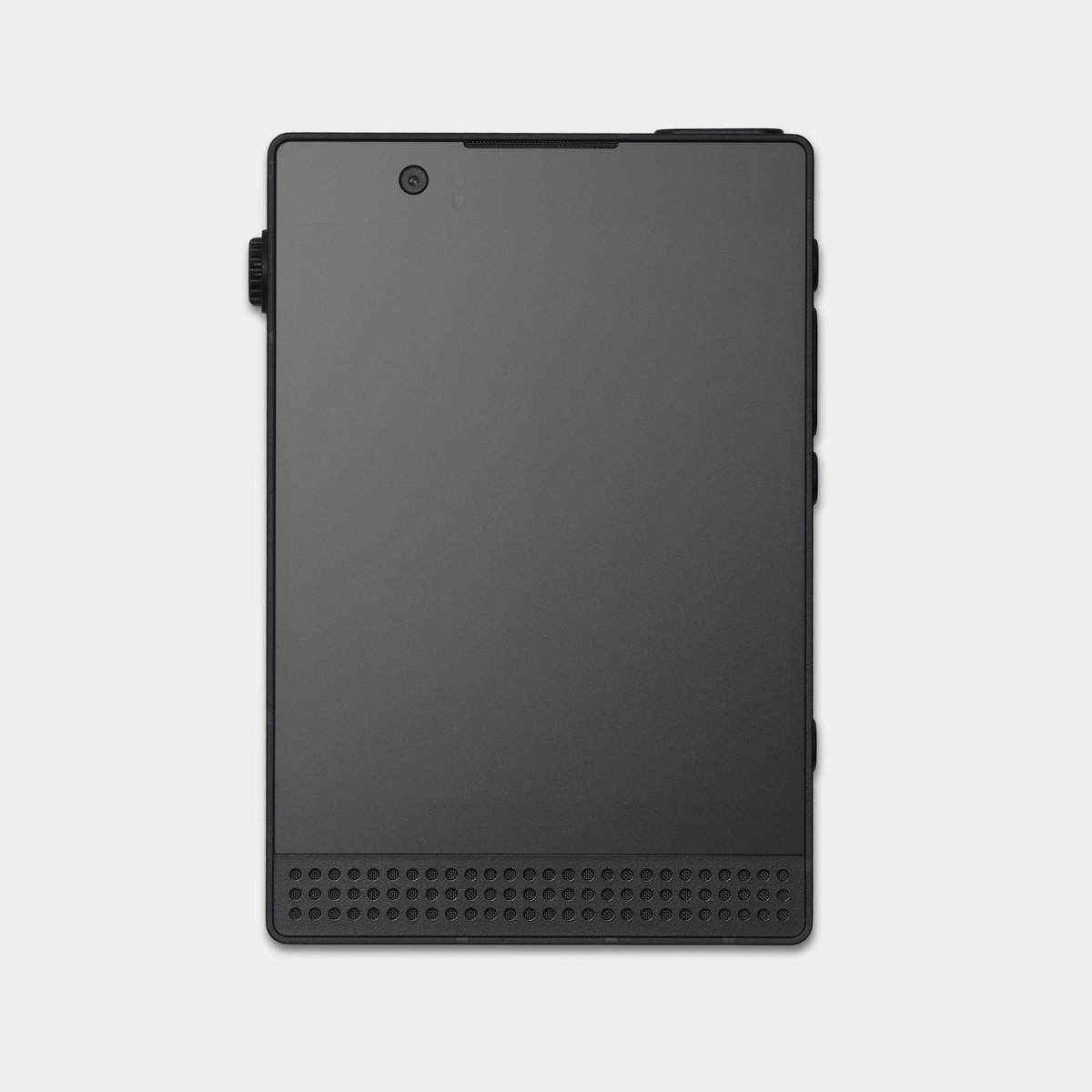 Light Phone 3 black minimalist mobile phone with blank display and integrated speaker grille.