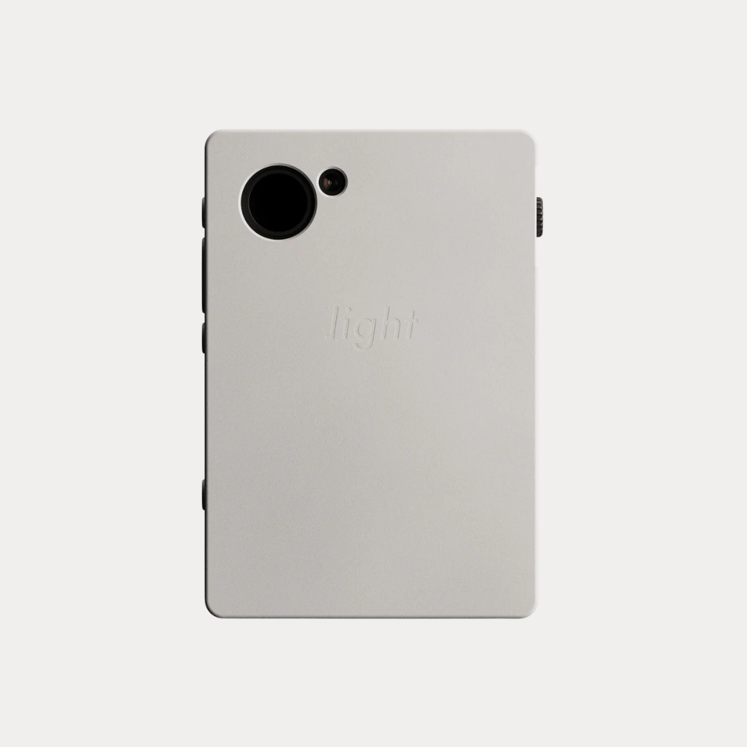 Light Phone III slim case in light grey back view with camera cutout