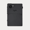 Back of Light Phone 3 black minimalist phone with single camera lens and flash.