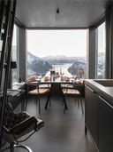 Vipp Bolder dining area panoramic fjord view