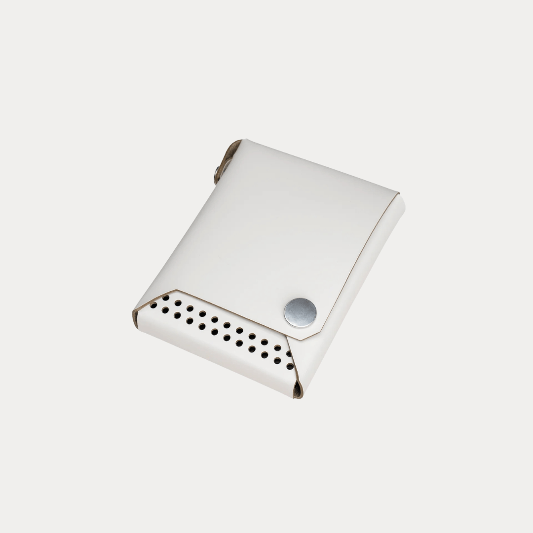 Light Phone III case in light gray recycled leather with minimalist design