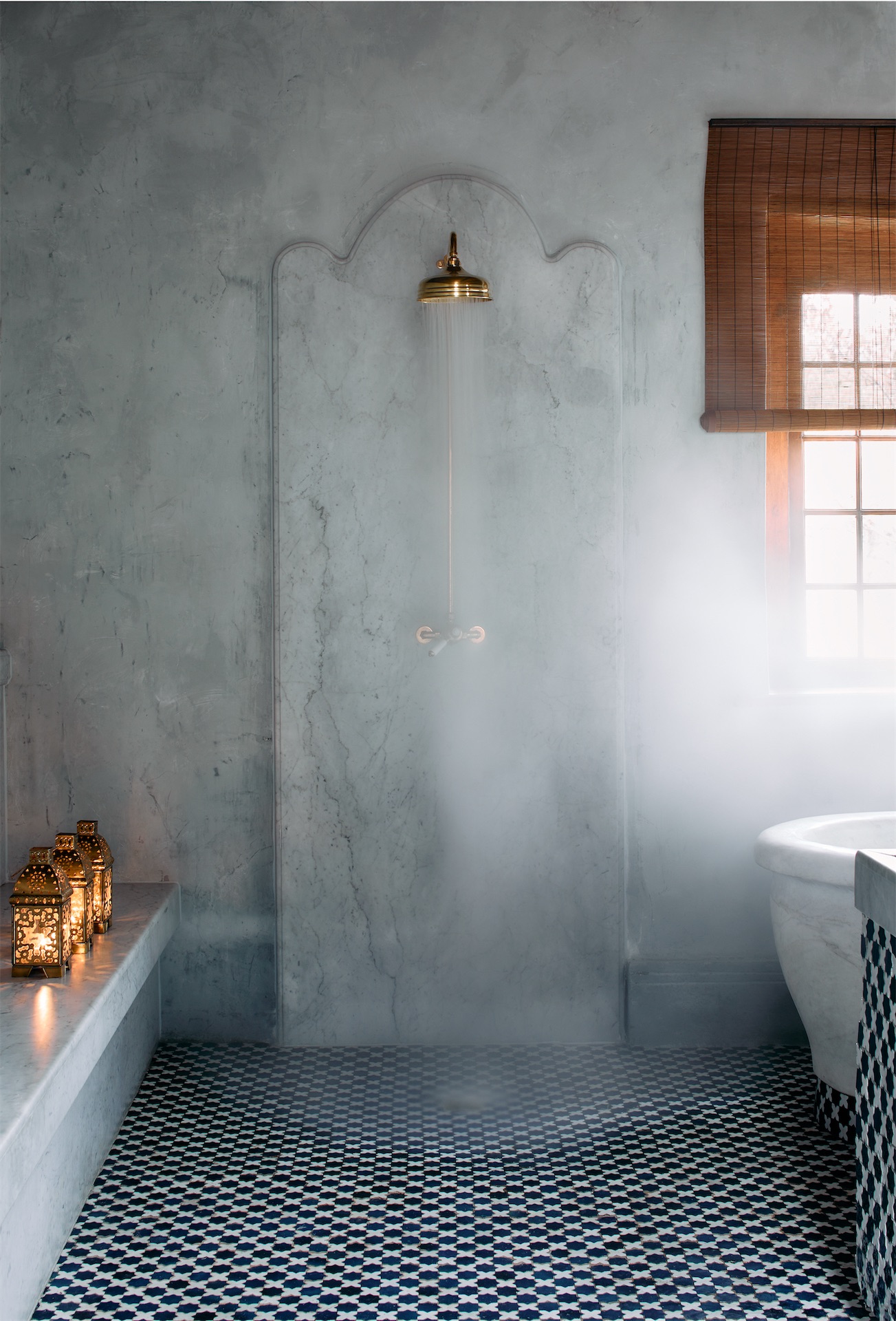 Sterrekopje Farm Hammam Shower With Marble Walls And Brass