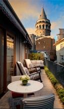 ecole st pierre hotel terrace with galata tower view istanbul
